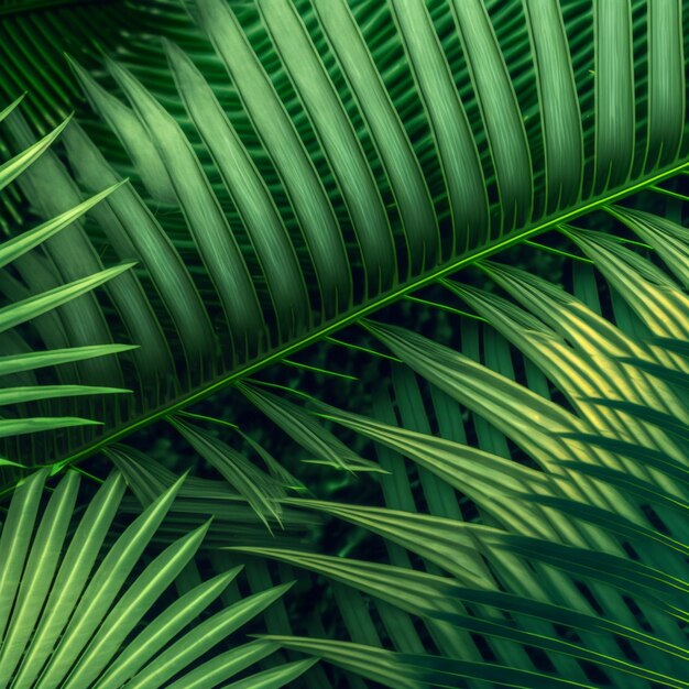 Nature view of green tropical plants leaves background