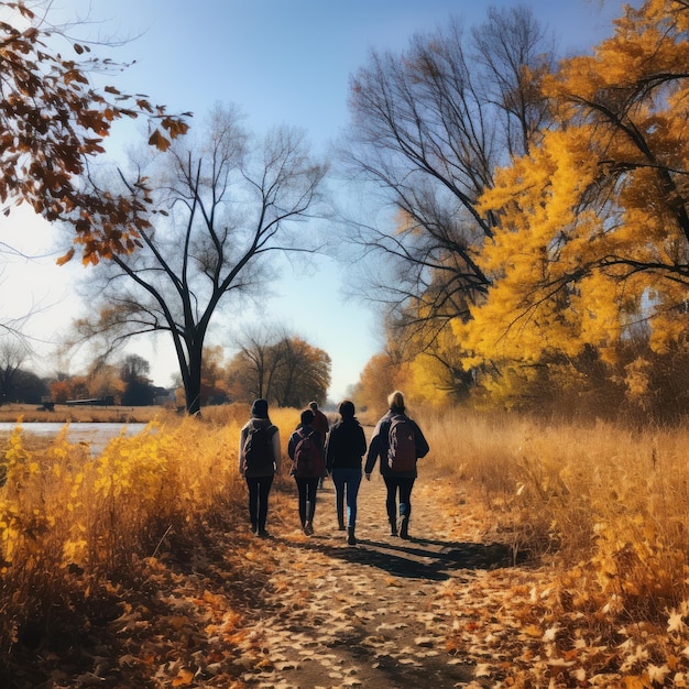 Photo nature walk with fall foliage