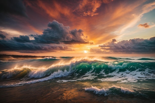 Nature wave meets sunset cloud and sky