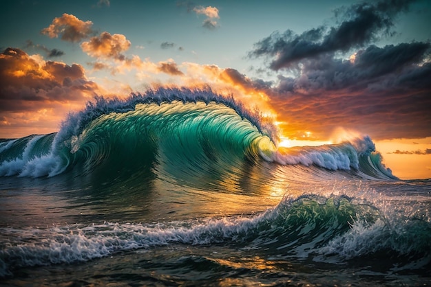 Nature wave meets sunset cloud and sky