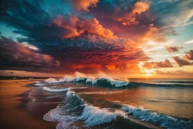 Nature wave meets sunset cloud and sky