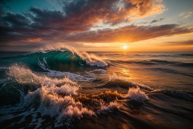 Nature wave meets sunset cloud and sky