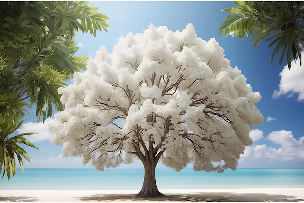 Природа белого красивого дерева тропического