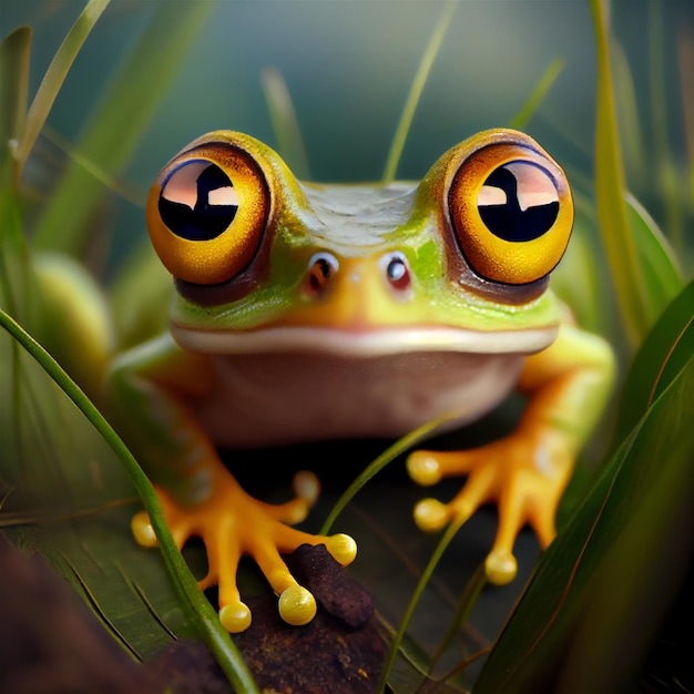 Foto concetto di fauna selvatica della natura con la rana