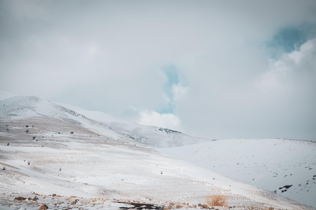 Nature in winter mountains and hills