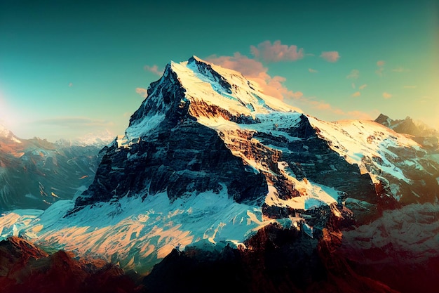 Nature with great mountains 3d illustrated