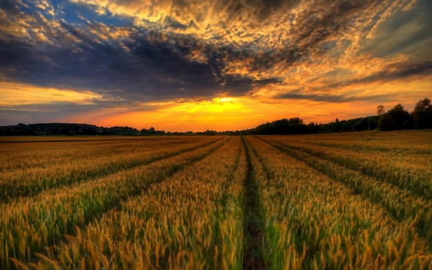 nature with sunset and blue sky