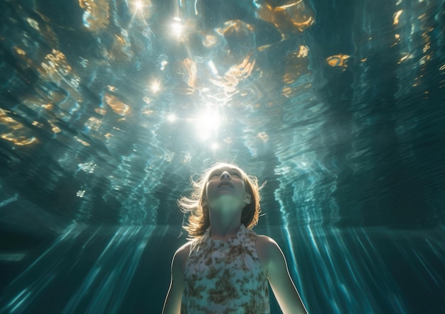 Foto natura donna mare ragazza sott'acqua oceano femmina acqua blu immersione attiva