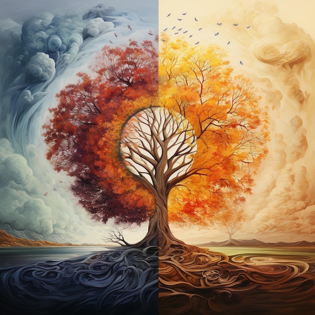 Nature039s Harmonische cyclus van de vier seizoenen