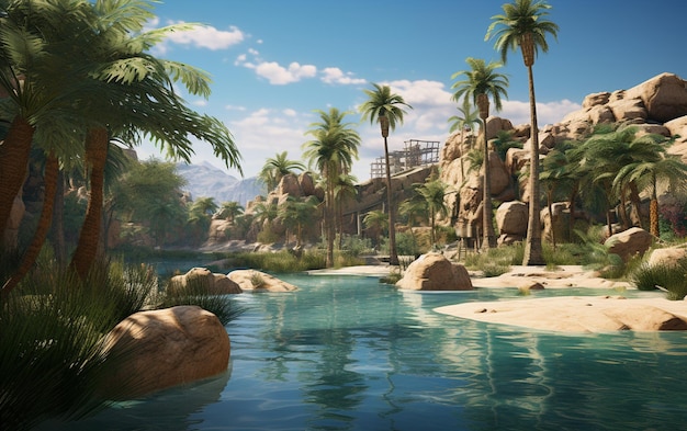 Nature39s Haven Desert Oasis с пальмами