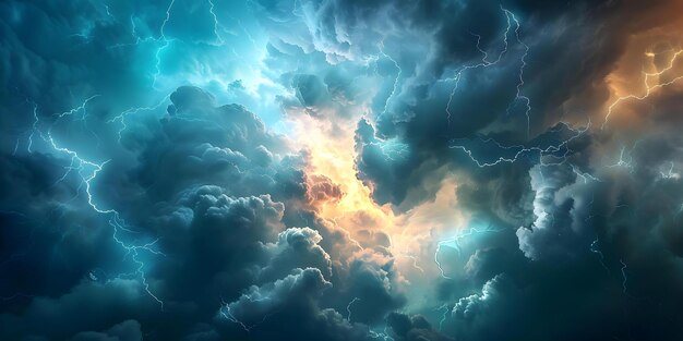 Foto nature39s powerful display un drammatico cielo tempestoso con lampi di fulmine concept stormy sky lightning natura fotografia drammatica atmosfera modelli meteorologici