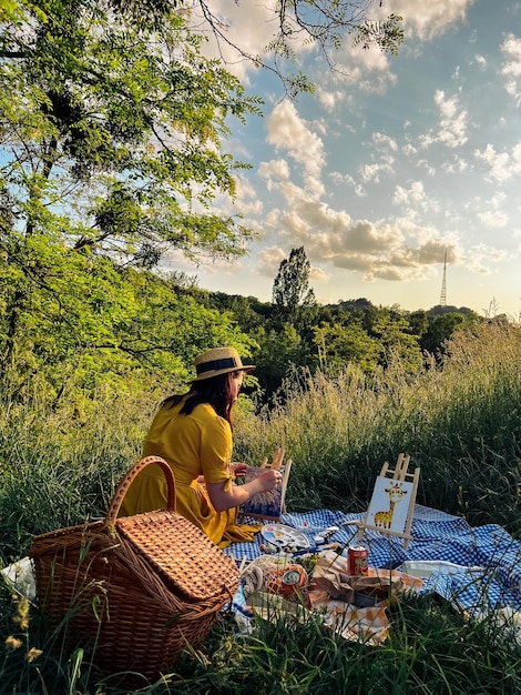 Natureinspired artwork drawing pictures at lovely picnic