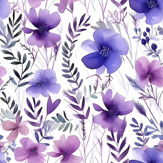 Вдохновленный природой цветочный бесшовный акварельный узор в винтажном стиле, обои, принты и текстиль, добавляющие художественной красоты Generative Ai