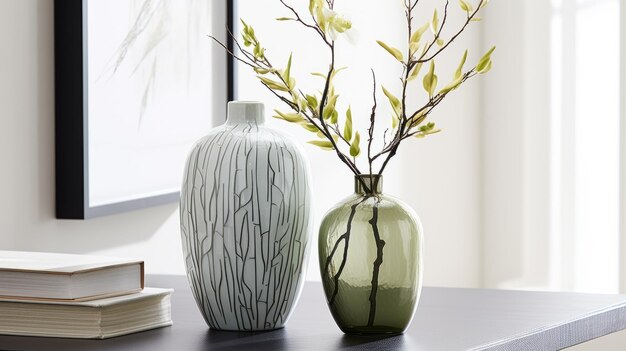 Photo natureinspired gray and green bud vases with chinese cultural themes