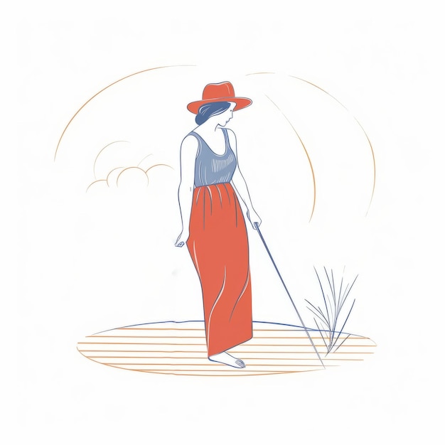 Фото Вдохновленная природой векторная иллюстрация женщины, идущей на тростниках
