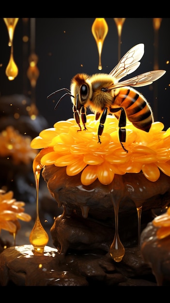 Фото Балет природы: жужжащие пчелы и жуки образуют воздушную симфонию вокруг улья. вертикальный mobile wallpa
