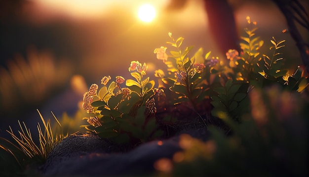 Natures beauty in close up plant with leafs generative AI