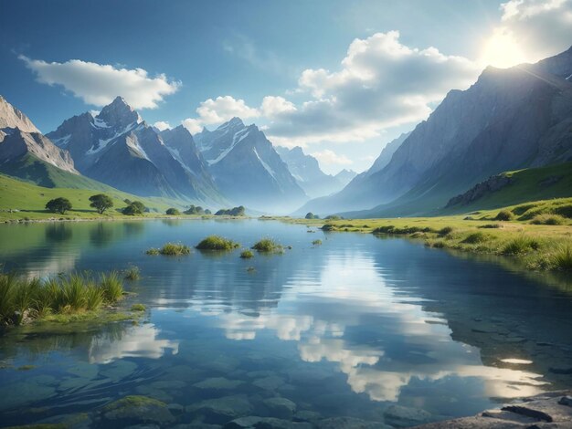 Natures beauty reflected in tranquil mountain waters generative ai