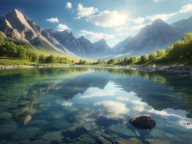Natures beauty reflected in tranquil mountain waters generative ai