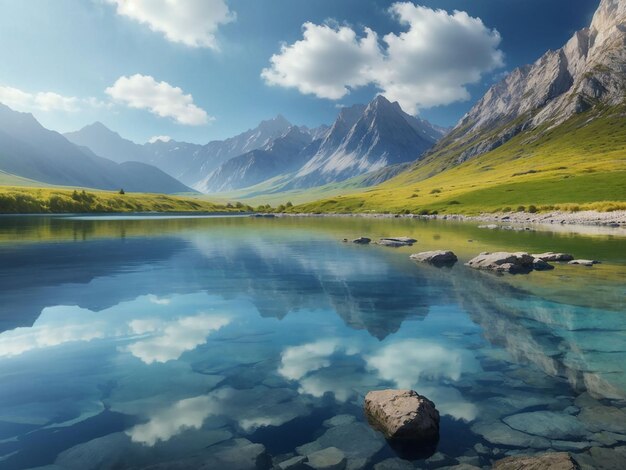 Natures beauty reflected in tranquil mountain waters generative ai