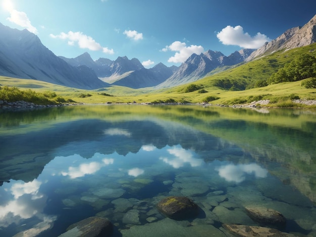 Natures beauty reflected in tranquil mountain waters generative ai