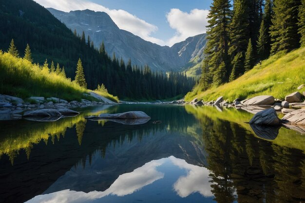 Красота природы отражается в спокойных горных водах