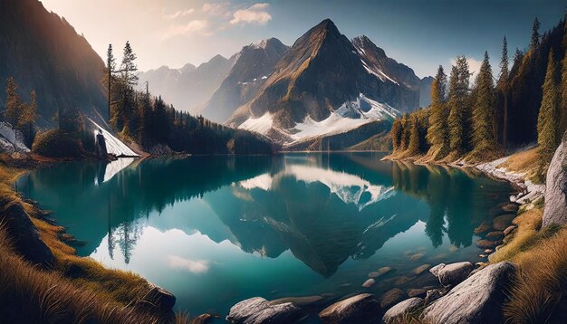 natures beauty in a tranquil mountain landscape