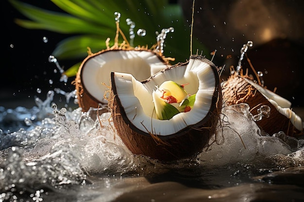 Foto natures coconut symphony joy hoogwaardige foto's van kokoswater