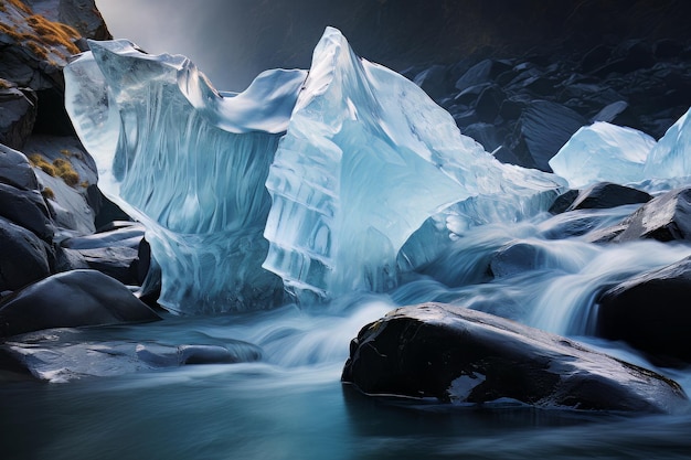 자연의 차가운 포옹 얼음물 사진