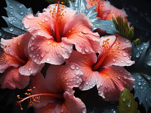 Natures Color Palette In the Heart of the Tropics Colorful Hibiscus Flowers Blossom Creating a Lum