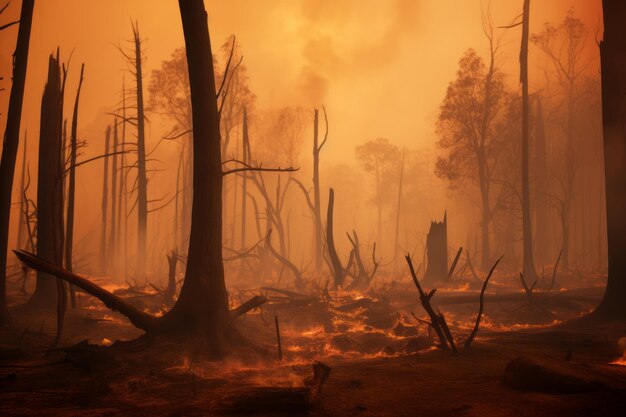 Foto la natura piange l'inferno delle foreste in mezzo all'inquinamento e alla deforestazione globali