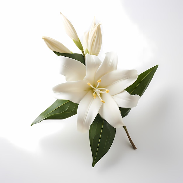 Natures Delight Vanilla Flower and Pods Captured on a White Background