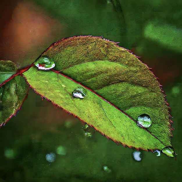 Natures Elegance Leaf met dauwdruppels Frischheid en Schoonheid Microstock Image