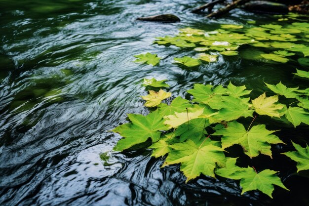 Foto la danza incantevole delle foglie di acero verdi sul fiume ar 32