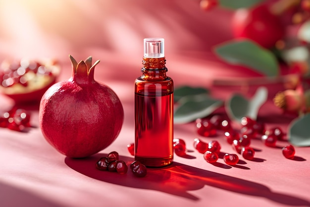 Natures Elixir Pomegranate Extract Aroma Oil for Relaxing Spa Treatments Generative AI