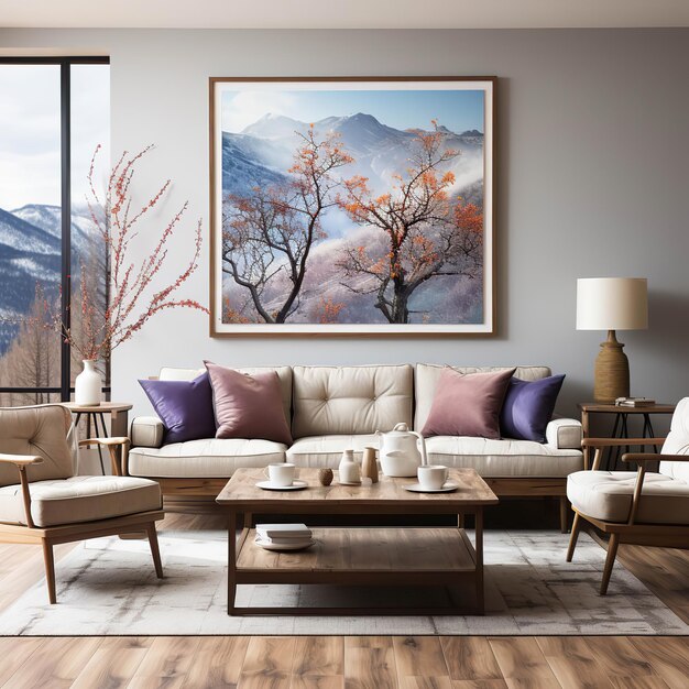 Natures Embrace A Cozy Living Room with a View