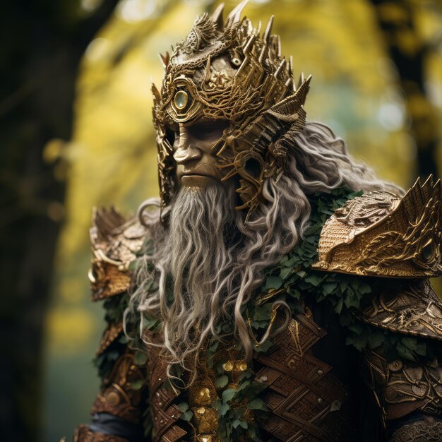 Natures Gilded Guardian The Druid in Golden Chainmail