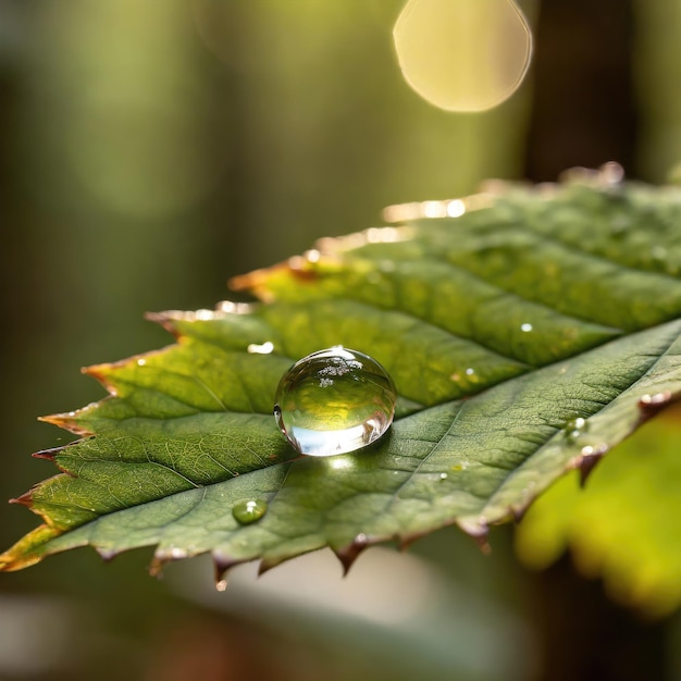 Natures Jewels Dewdrop on Vibrant Forest Leaf