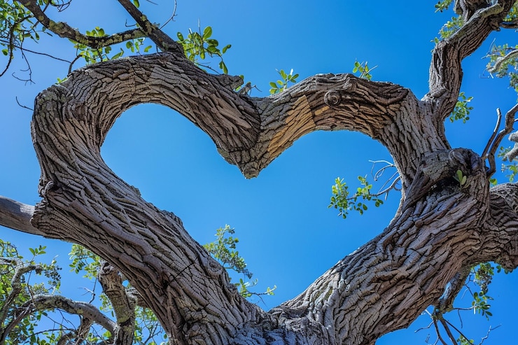 Photo natures love letter the heart trees calligraphy