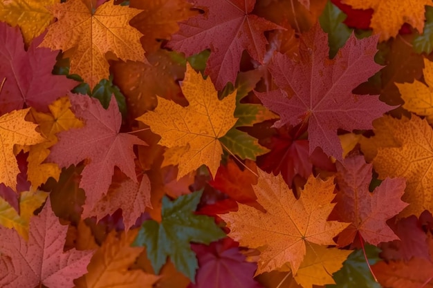 Natures palette Maple leaves in red orange and green tones