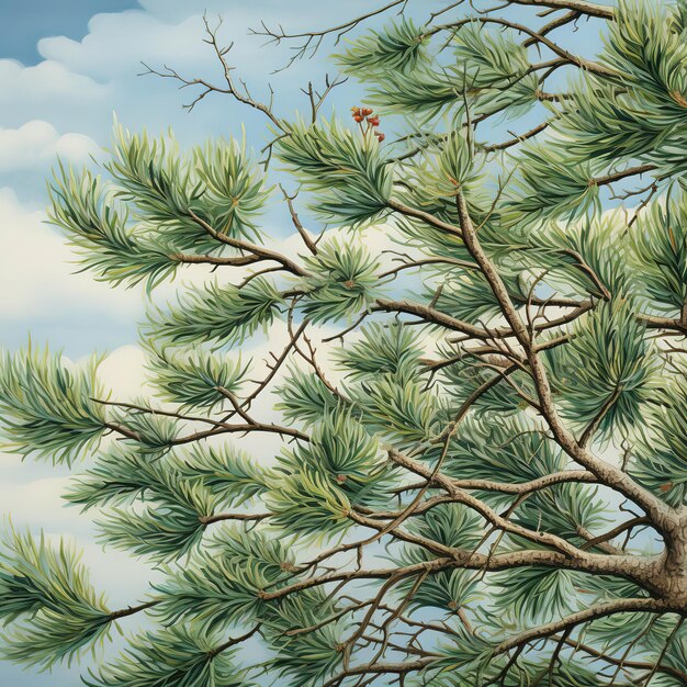 Photo natures serenity illustration of pine trees against a blue sky