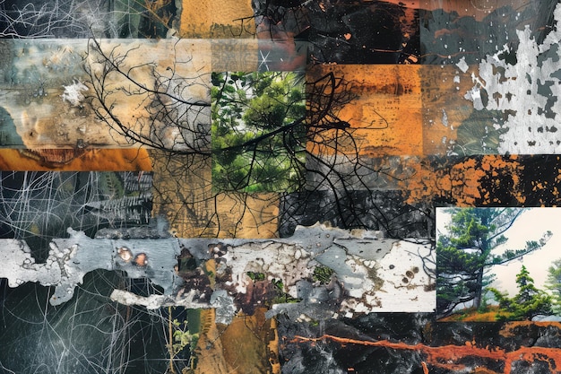 Фото Природа текстура симфония абстрактный коллаж, наполненный разнообразными узорами природа фотография и вектор