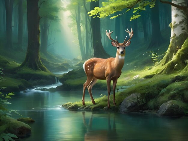 Natures Tranquil Majesty A Graceful Deer in its Enchanted Habitat lol