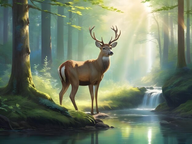 Natures Tranquil Majesty A Graceful Deer in its Enchanted Habitat