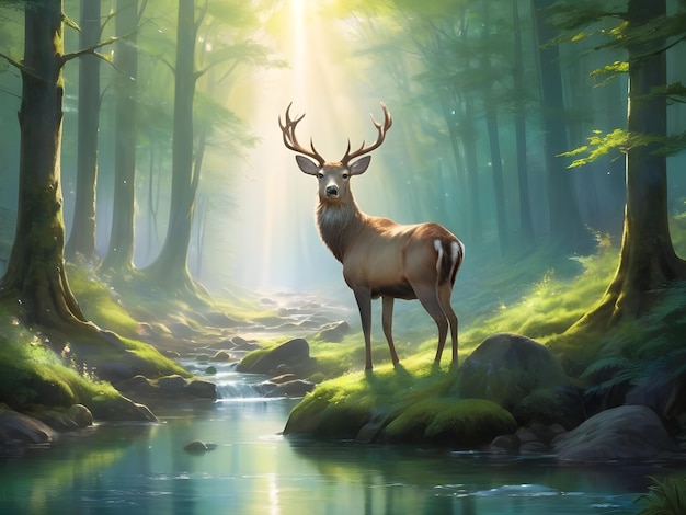 Photo natures tranquil majesty a graceful deer in its enchanted habitat