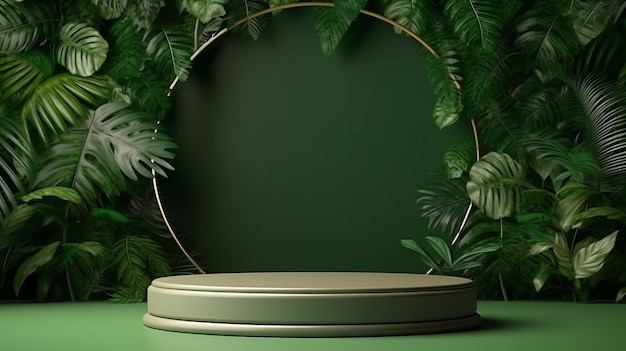 Natuur 3D podium product platform groene jungle plant blad achtergrond scène tuin Tropische schoonheid