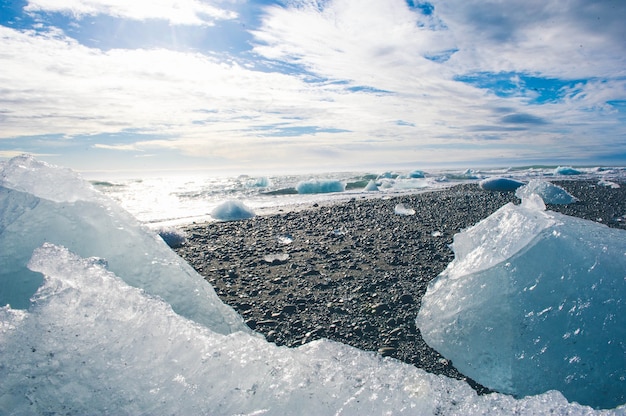 Natuur achtergrond ijs Gletsjerlagune in IJsland