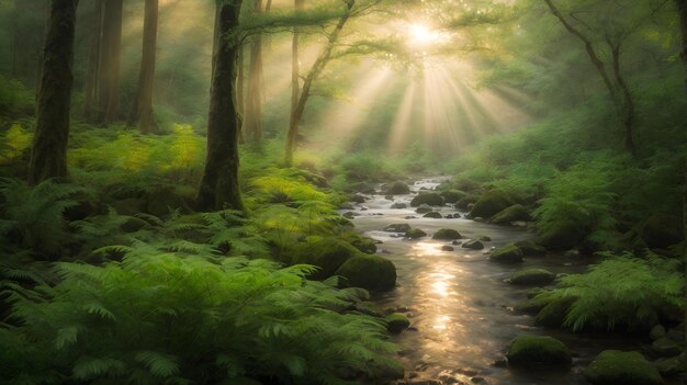 Foto natuur bos mooi uitzicht zonneschijn groen wilde bomen