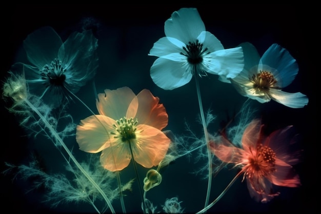 Foto natuur close-up achtergrond mooie bloem blad bloemen lente bloesem bloei xray generatieve ai