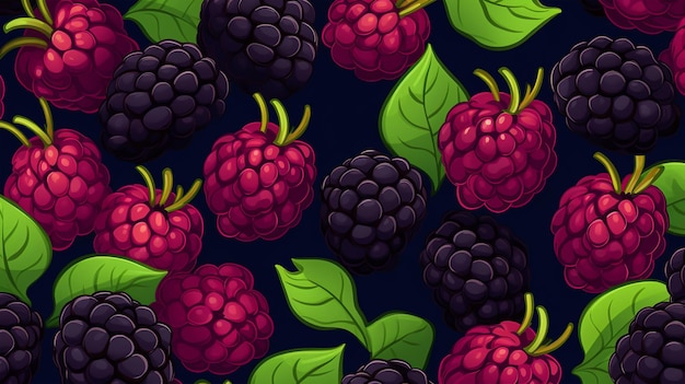 natuur gestructureerde zwarte bessen vruchten naadloos patter levendige kleur achtergrond